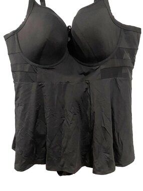 PENNINGTONS Mesh Skirted Swim Dress Black 2XL Plus Size Swimwear Curvy Swim 1pc